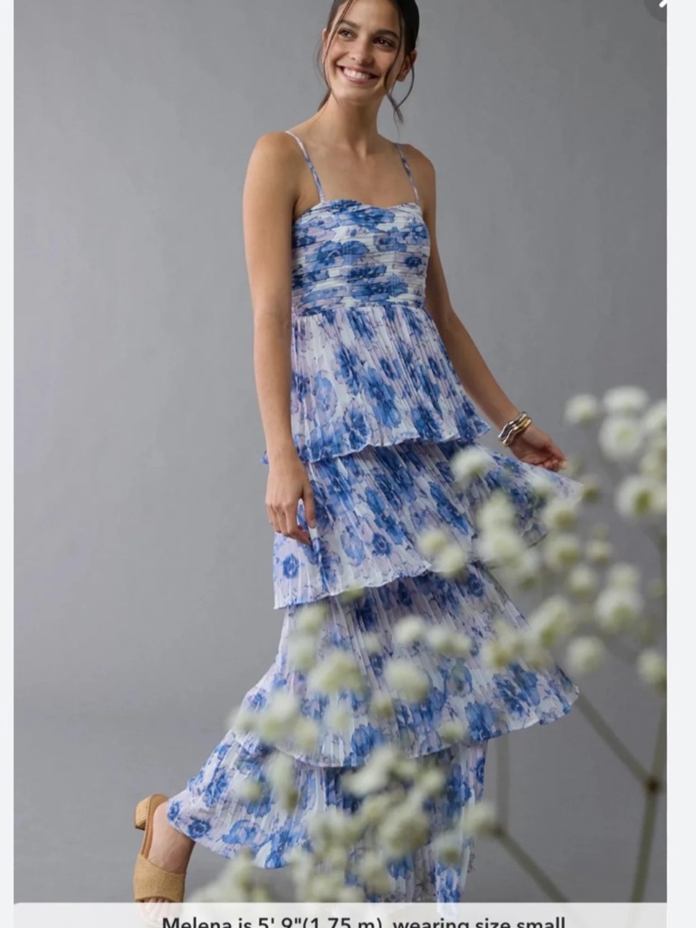 AE tiered pleated maxi dress